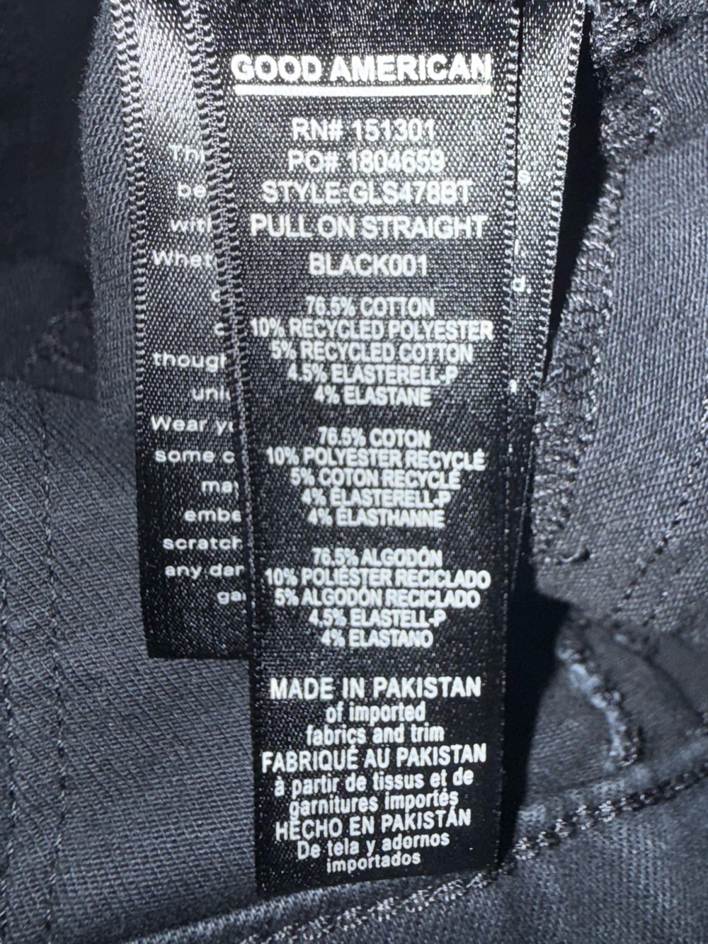 Good American Power Stretch Pull-On Straight Leg Jeans NWT 3XL Black - Picture 10 of 13